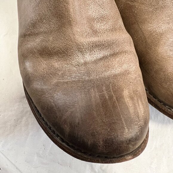 Frye Paige tall riding boots beige brown leather knee high pull on flat 9 womens - Picture 10 of 14